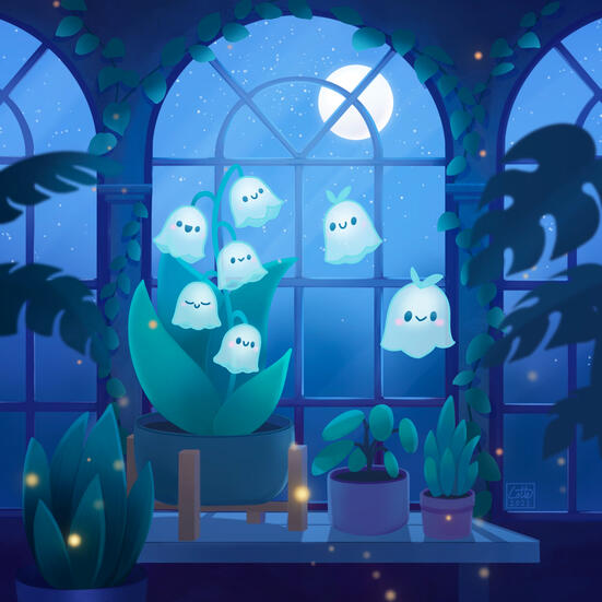 Moonlit conservatory